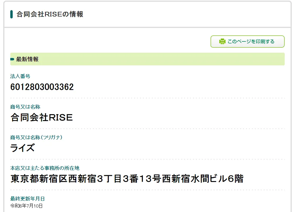 合同会社RISEという副業サイトの画像